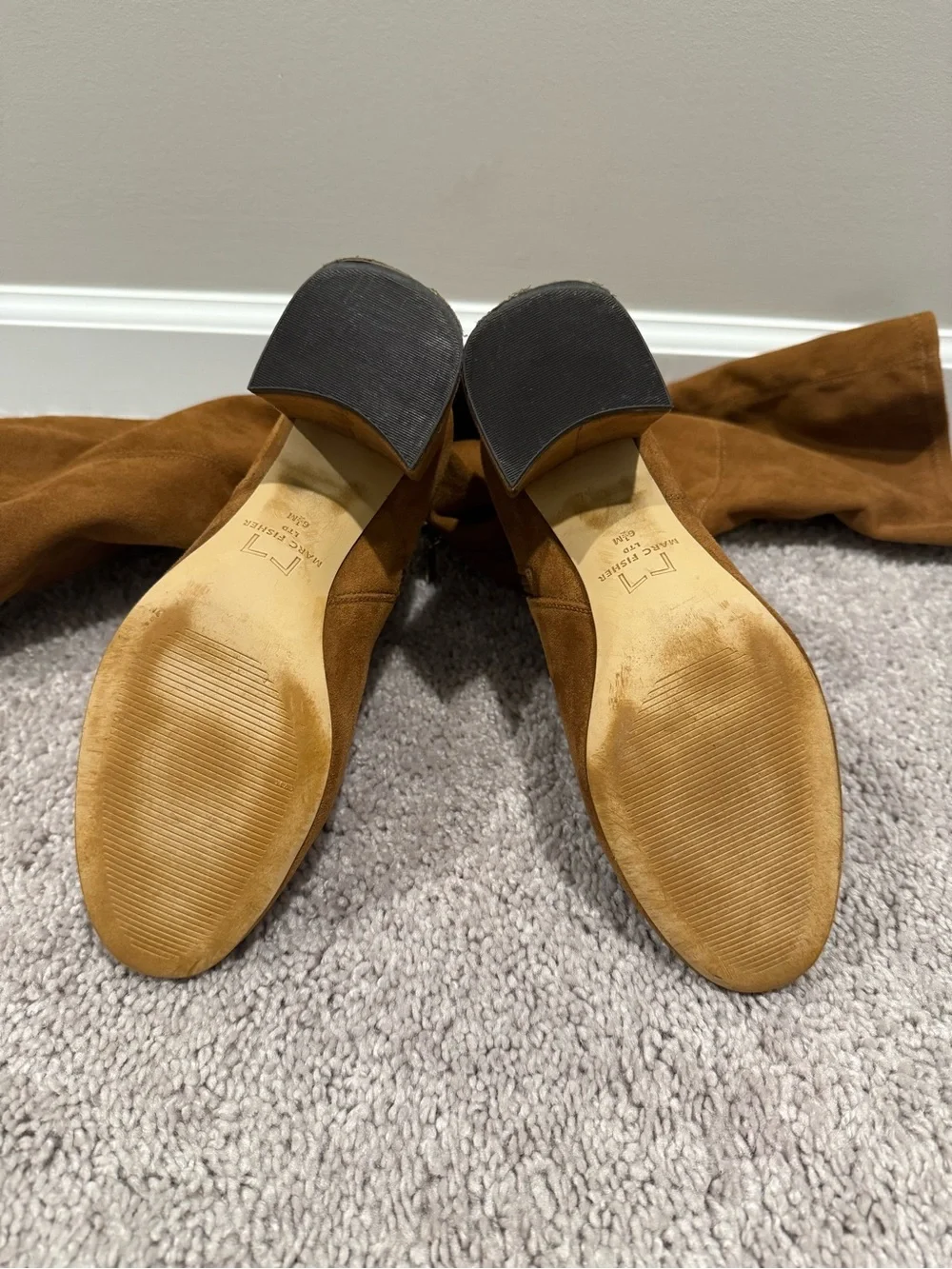 Marc Fisher Over-the-Knee Suede Boots in Cognac Brown
